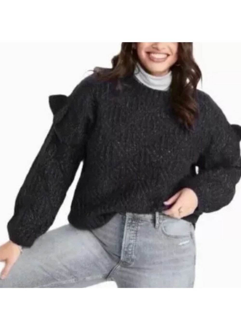 Old Navy Black Cable-Knit sparkle  Sweater